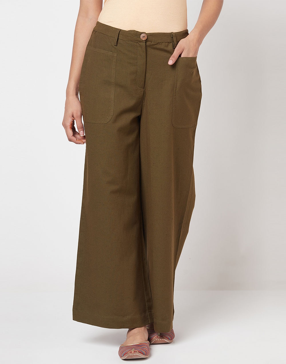 Buy FabNu Cotton Linen Flax Straight Pant for Women Online at Fabindia